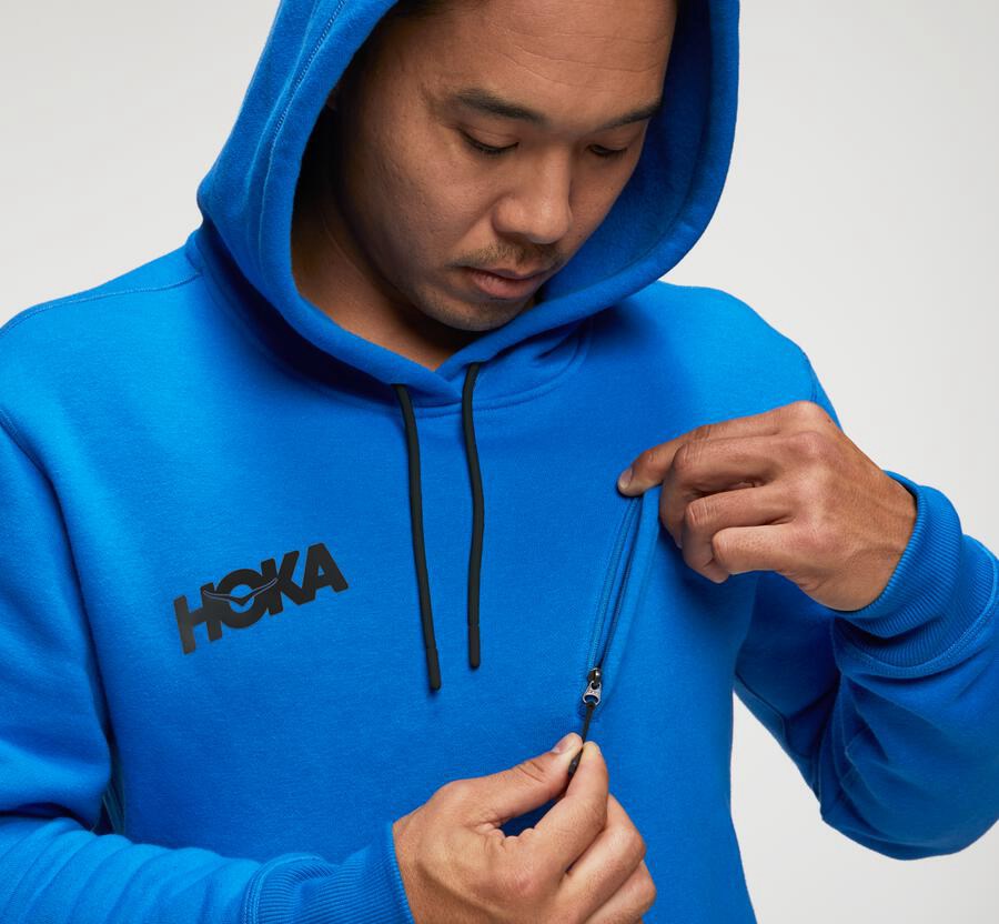 Hoka One One Mens Hoodie - Performance - Blue - VFKN51928